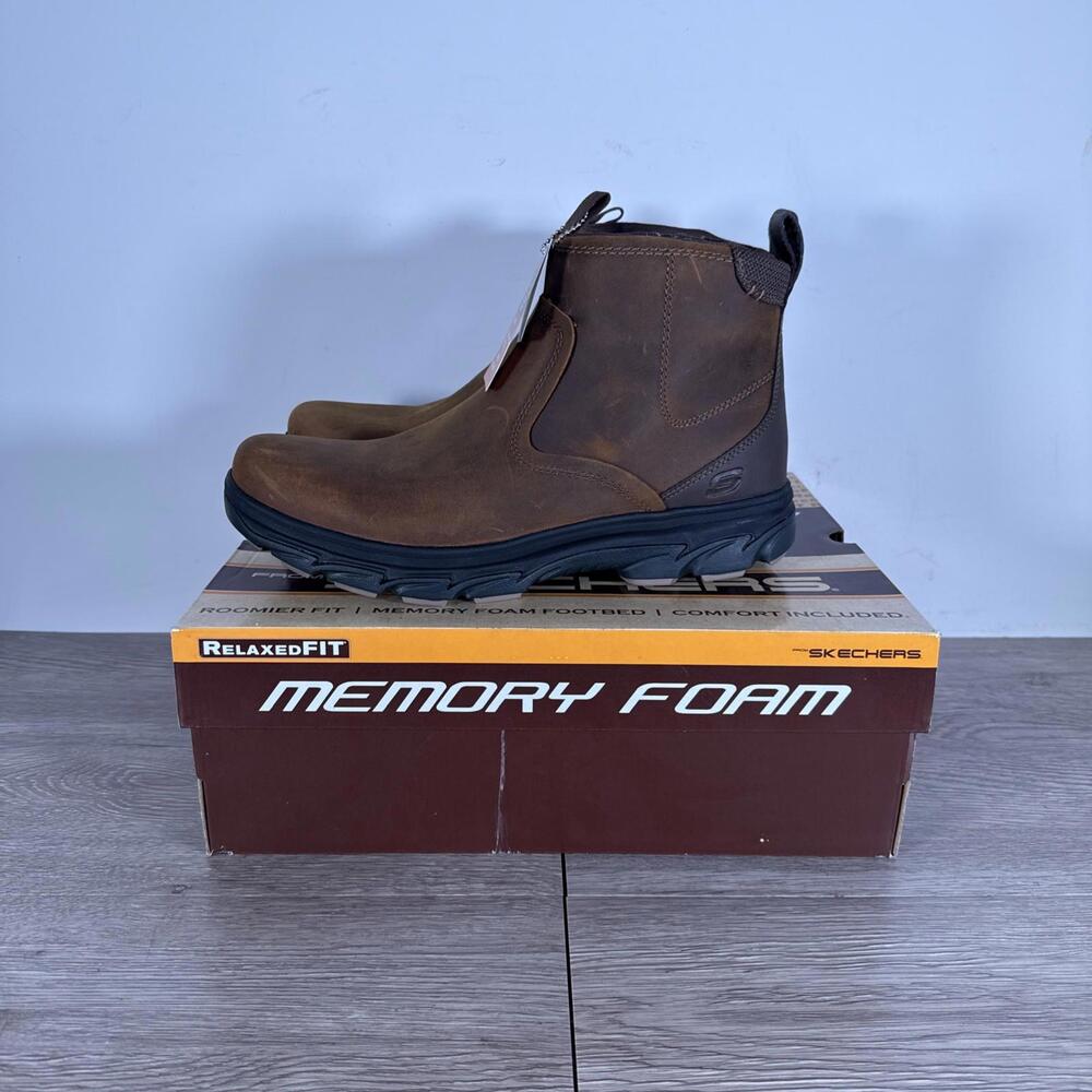 Skechers Men’s Size 10.5 Resment Korver Air Cooled Memory Foam Leather Boots - Picture 6 of 9